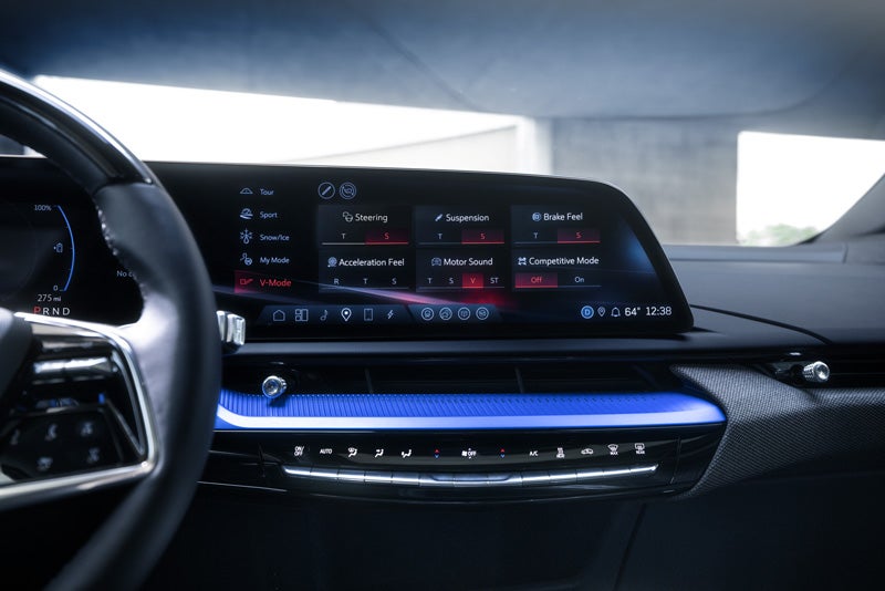 The 2026 OPTIQ-V Display Screen Displaying the V-Mode Settings | Paradise Cadillac in Temecula CA