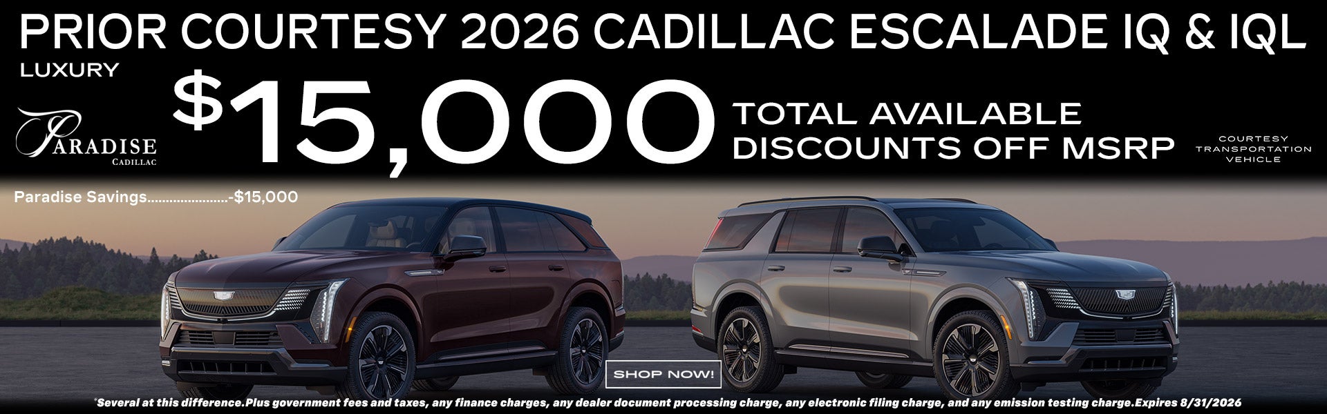 2026 Cadillac Escalade IQ & IQL $15,000 discount