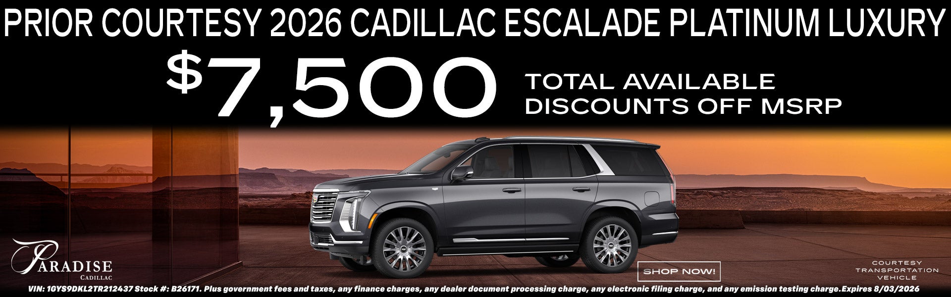 2026 Cadillac Escalade Platinum Luxury Special Offer