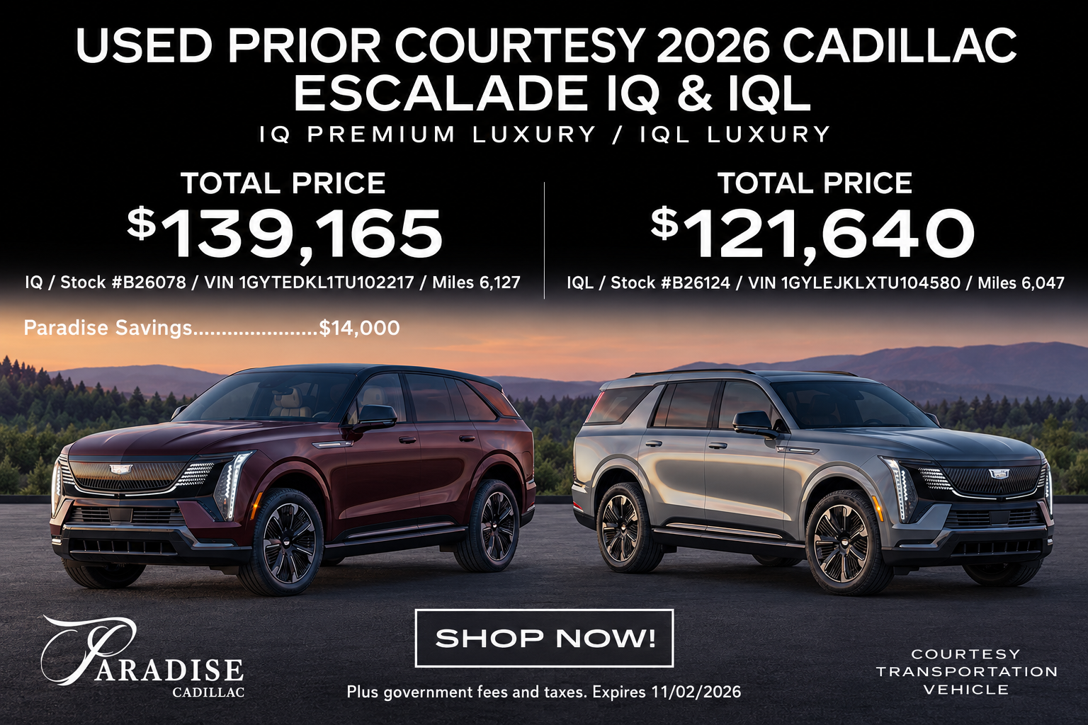 2026 Cadillac Escalade IQ & IQL Sale Temecula